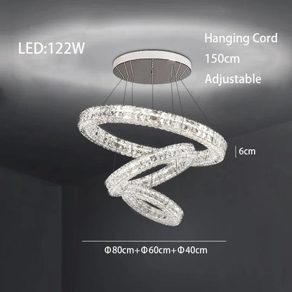 DecorBites™ Crystal LED Chandelier: Modern Luxury Chrome Steel & Clear K9 Crystal Lighting