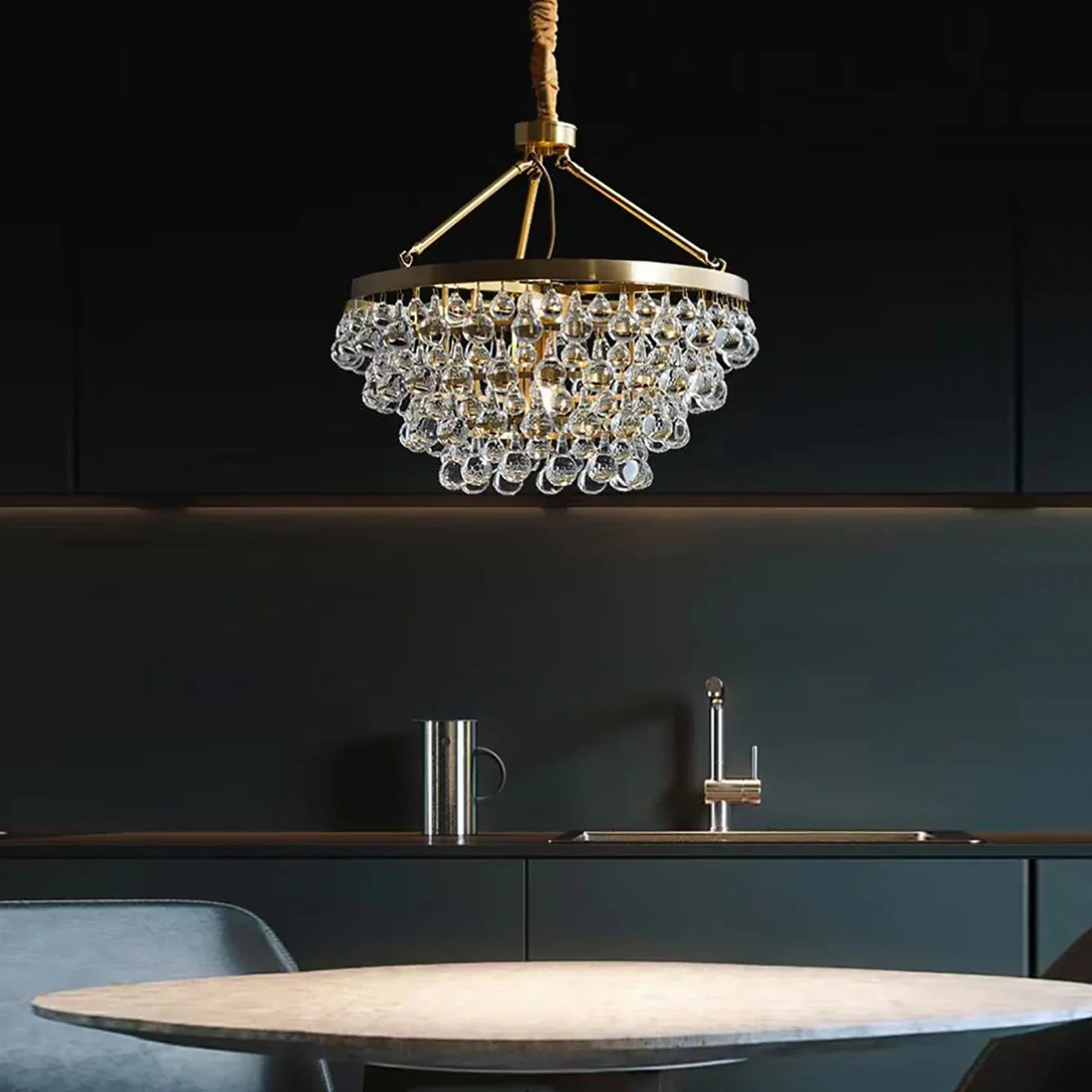 DecorBites™ Black Crystal Bead Ceiling Chandelier - Modern Classic for Living Room & Dining Table
