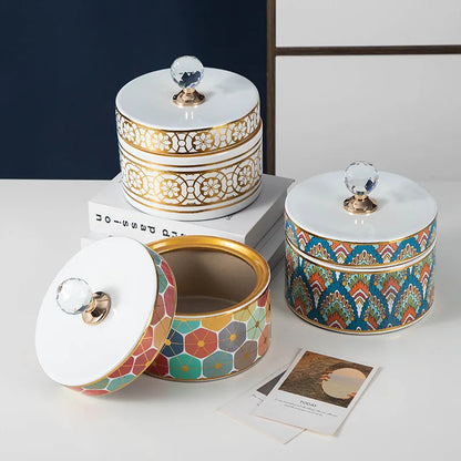 DecorBites™ Crystal Ball Ceramic Jewelry Box: Decorative Storage Jar for Home Organization