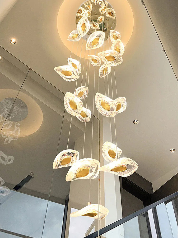DecorBites™ Crystal Glass Staircase Chandelier: Modern Nordic Luxury Living Room Lighting