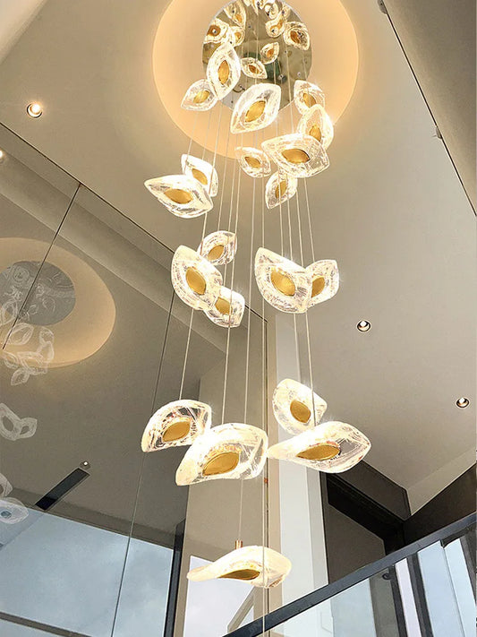 DecorBites™ Crystal Glass Staircase Chandelier: Modern Nordic Luxury Living Room Lighting