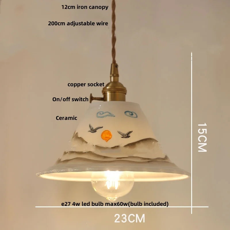 Amber Glass Wall Lamp Vintage Copper E27