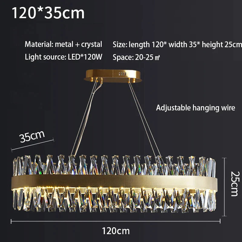 Crystal LED Ceiling Chandelier Oval 100cm