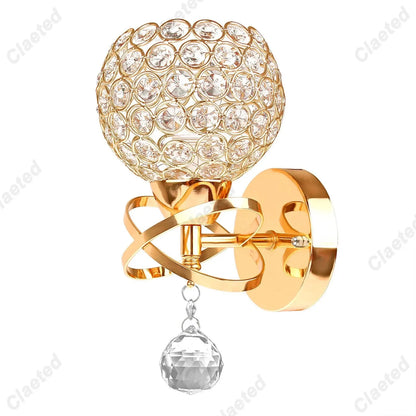 DecorBites™ Crystal Wall Light: Elegant Bedroom Bedside Lamp E27 Sconce, European Design