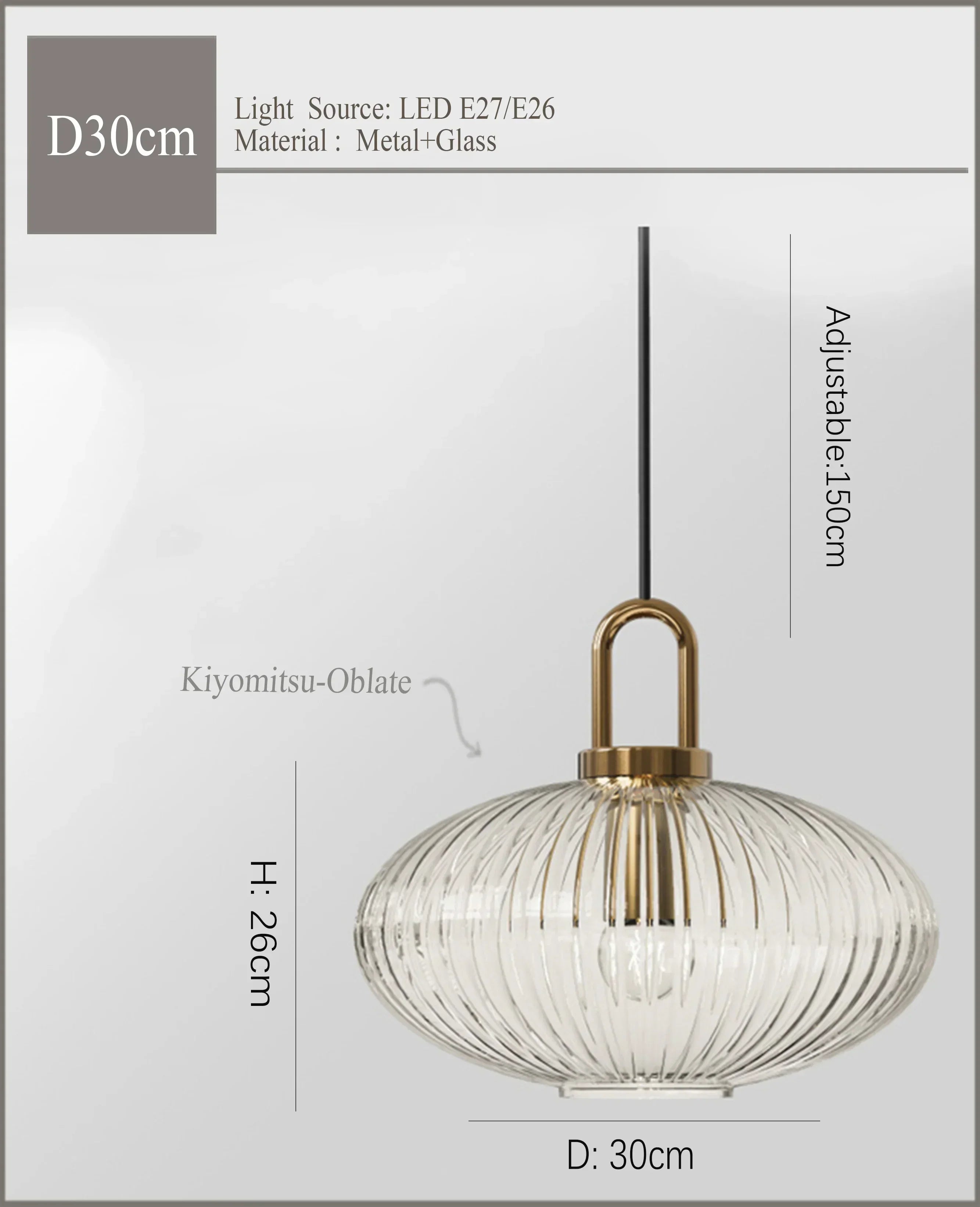 Nordic Glass Pendant Light T30cm Bedroom