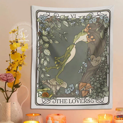 DecorBites™ Frog Lover Tarot Tapestry: Cute Boho Room Decor & Bedroom Wall Hanging