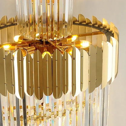 DecorBites™ Golden Luxury Hotel Lobby Crystal Chandelier for Multi-Story Staircase Lighting