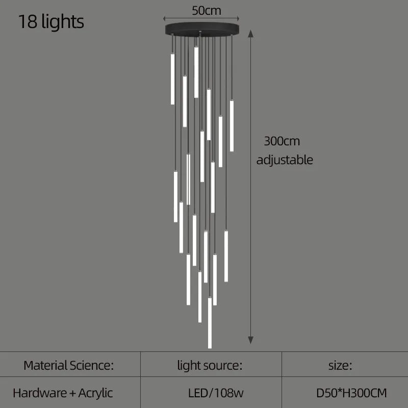 DecorBites™ Large Staircase LED Chandelier Lamp