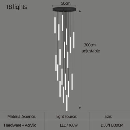 DecorBites™ Large Staircase LED Chandelier Lamp