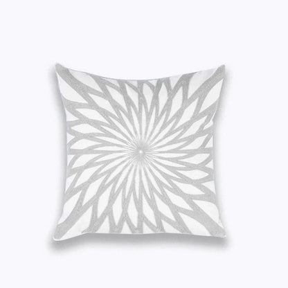 DecorBites™ Geometric Embroidered Cushion Cover Light Grey Cotton 45x45cm