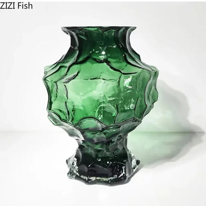 DecorBites™ Irregular Glass Vase: Desk Decor, Flower Arrangement, Aesthetic Room Pot