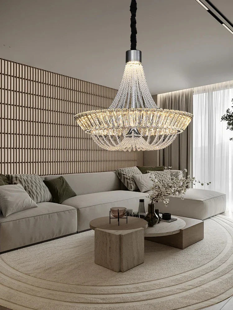 DecorBites™ Crystal Ceiling Chandelier - Elegant Two-story Room Decor
