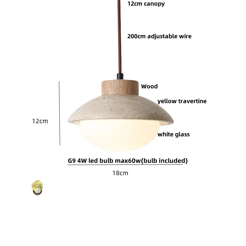 Aluminum LED Pendant Light Travertine E27 Base