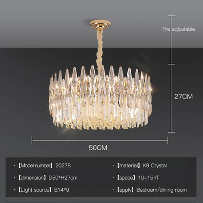 DecorBites™ Crystal LED Chandelier | Long Stairway Villa Light | Modern Luxury Post Lamp