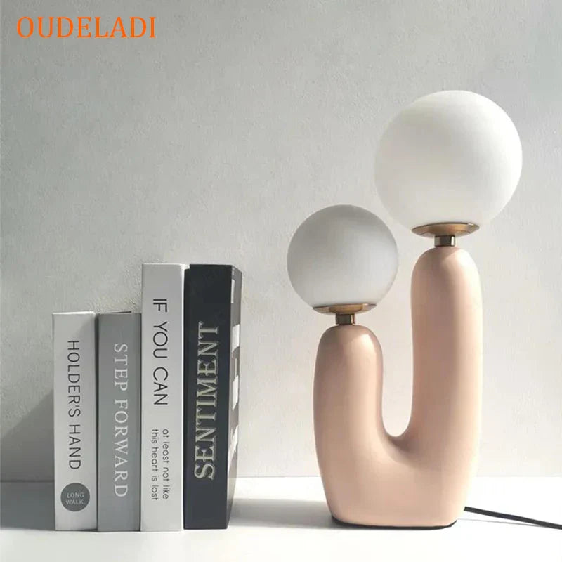 DecorBites™ Glass Ball LED Table Lamp: Green Pink Resin Nordic Style for Home Decor
