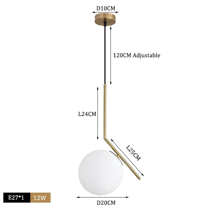DecorBites™ Glass Ball Pendant Lights LED Kitchen Living Room Suspension Luminaire