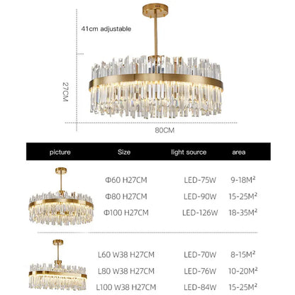 DecorBites™ Crystal Round Ceiling Chandelier: Luxe Nordic Living Room Dining Room Pendant Light