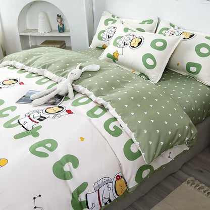 DecorBites™ Lattice Plant Geometric Pattern Bedding Set with Sheet Pillows