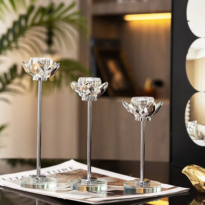 DecorBites™ Crystal Candle Holder Set for Romantic Dinner Table Decor