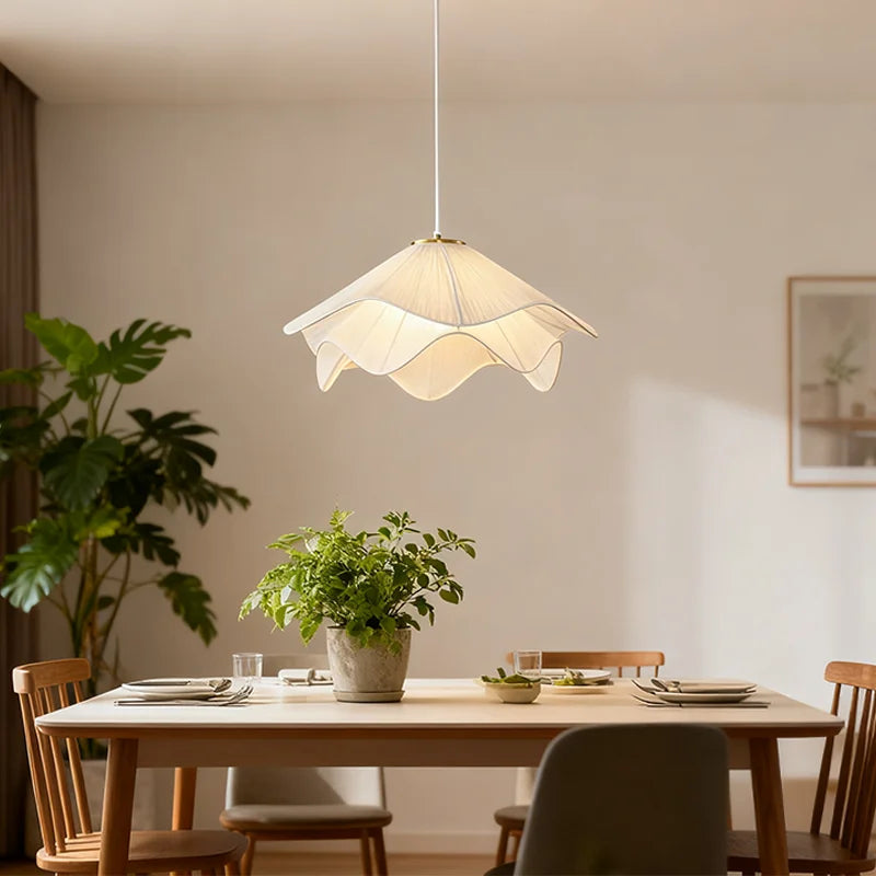 Modern Flower Fabric Pendant Light With Warm Glow