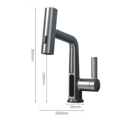 DecorBites™ Digital Display Brass Basin Faucet, Hot Cold Mixer, White Single Lever