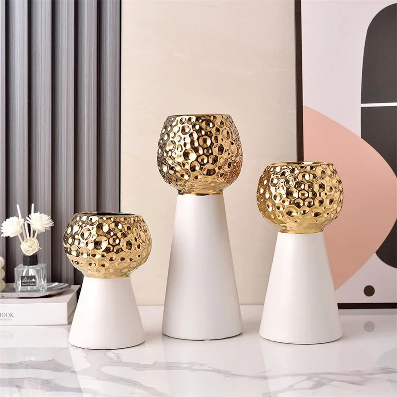 Gold Hammer Ceramic Vase