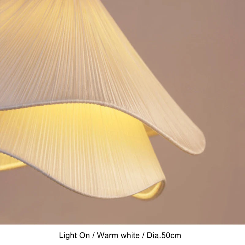 White Flower Fabric Pendant Light