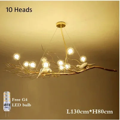 DecorBites™ Iron Branch LED Pendant Chandelier: Nordic Dining Room Lighting Fixture
