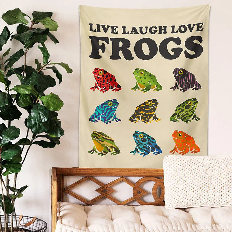 DecorBites™ Frogs Tapestry Wall Hanging Psychedelic Hippie Aesthetic Tapestries Home Decor