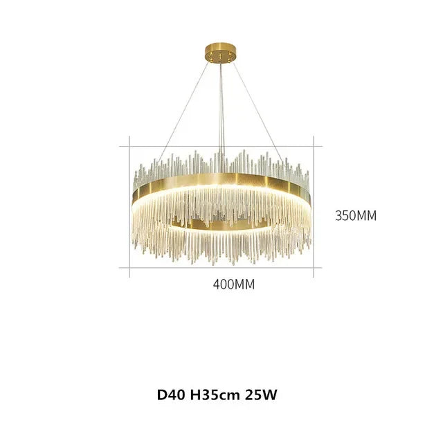 Gold Crystal Circle Chandelier 80cm Dimmable