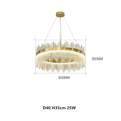 DecorBites™ Gold Crystal Chandelier: Dimmable Luxury Pendant Lamp for Bedroom, Living Room & Hotel