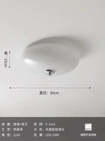 DecorBites™ Cream Glass Round Ceiling Lights | Modern LED Indoor Lighting | Bedroom Study Balcony Lighting