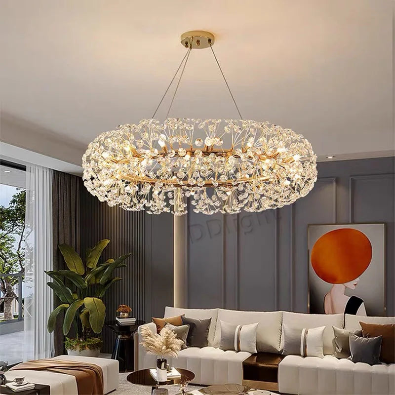 Gold Crystal LED Hanging Lamp