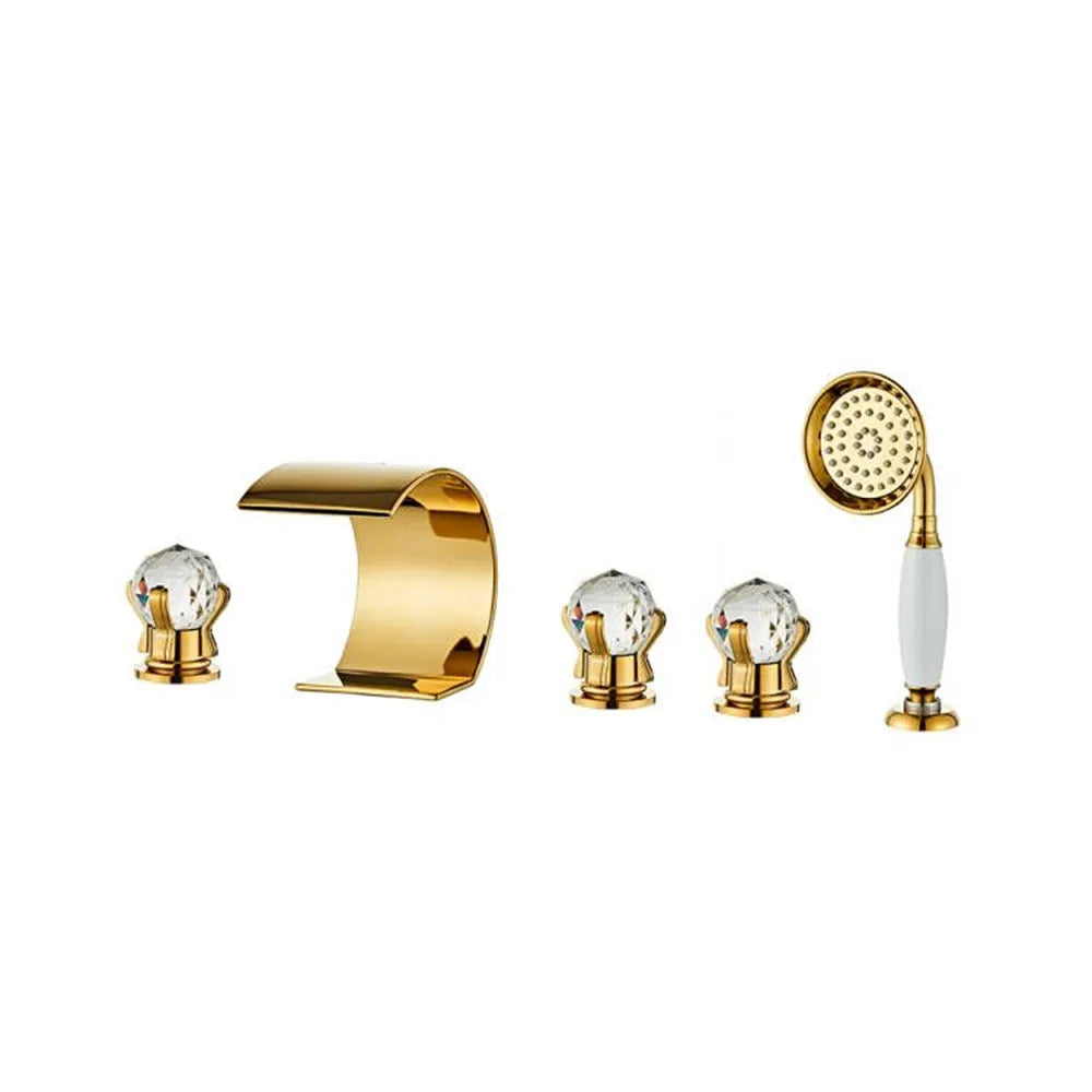 Gold Crystal Brass Faucet Set
