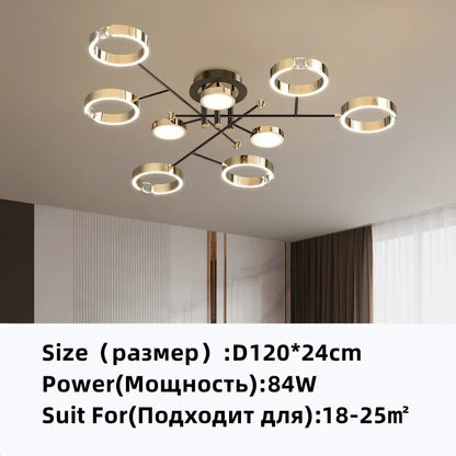 DecorBites™ Gold Plated Chandelier with Remote Control, Crystals Decoration for Living Room