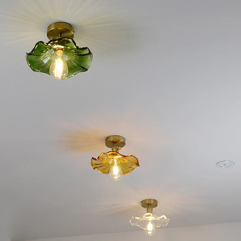 DecorBites™ Green Glass LED Ceiling Lamp for Home Living Room and Hallway Lighting