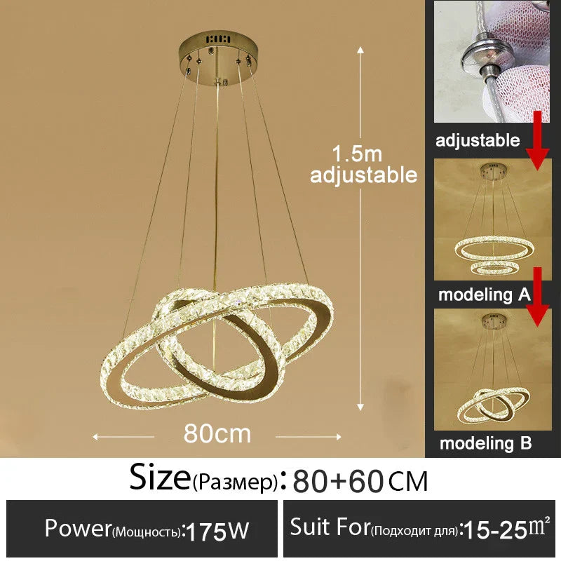 Gold LED Crystal Chandelier Chrome D100cm