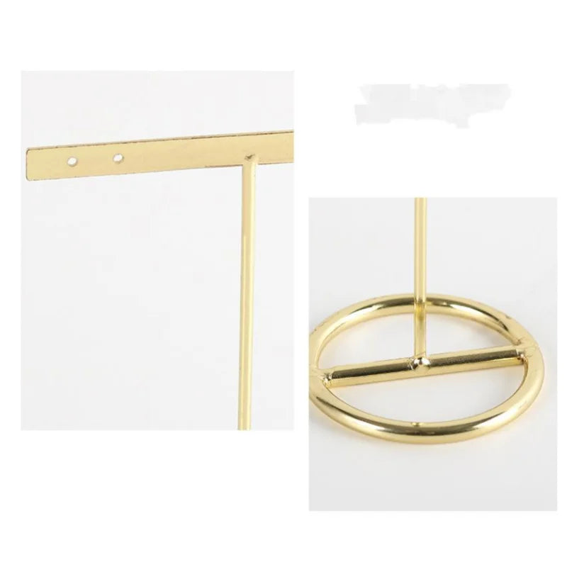 DecorBites™ Golden Geometric Jewelry Display Rack - Desktop Storage & Home Decoration