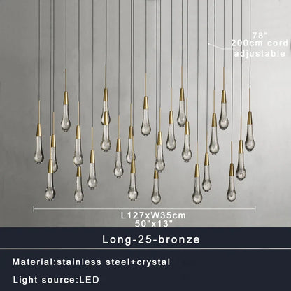 DecorBites™ Crystal Water-drop Chandelier Light Fixture - Luxury Stairwell Decor