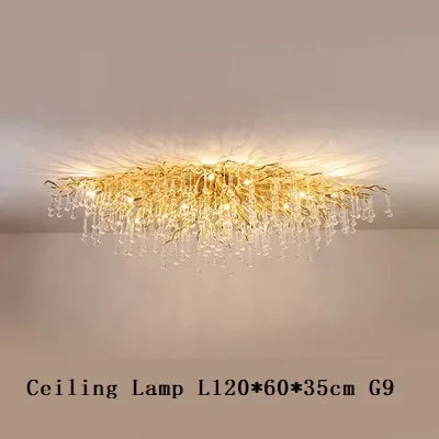 Gold Glass Pendant Chandelier Round L160cm