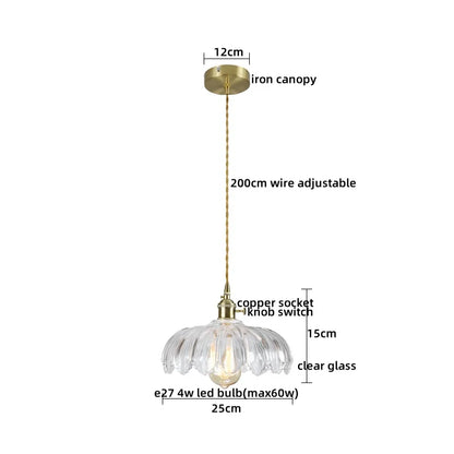 DecorBites™ Japanese Style LED Pendant Lamp Copper Glass Hanging Light Fixtures