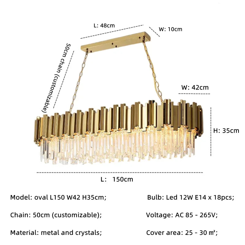 DecorBites™ Gold Crystal Chandelier: Modern Luxury LED Pendant Lights for Living, Dining, Bedroom Decor