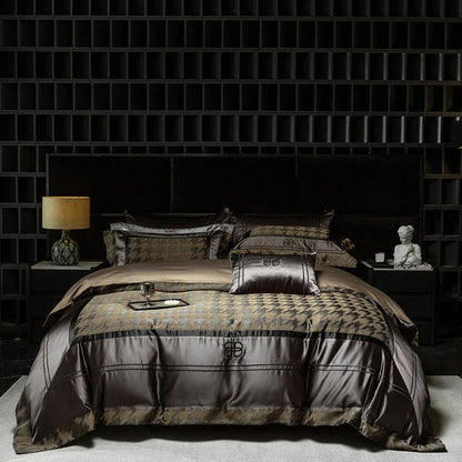 DecorBites™ Luxe Brocade Jacquard Bedding Set with Egyptian Cotton & Embroidery