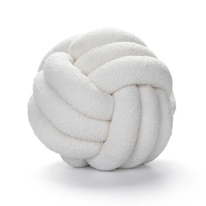 DecorBites™ Handmade Knotted Boucle Circle Plush Pillow Brown