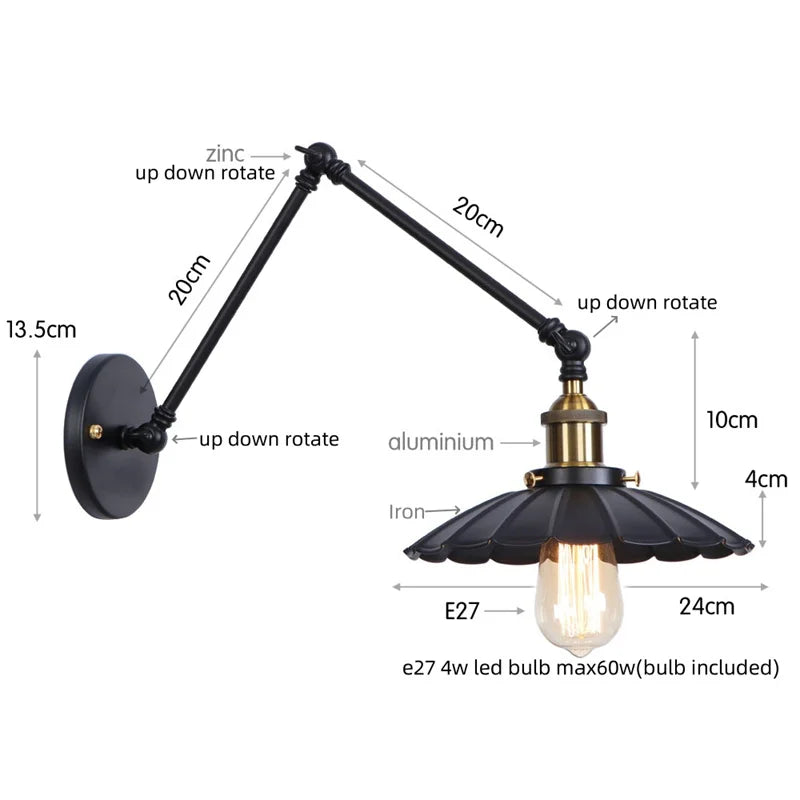 Gold Pull Chain Wall Lamp