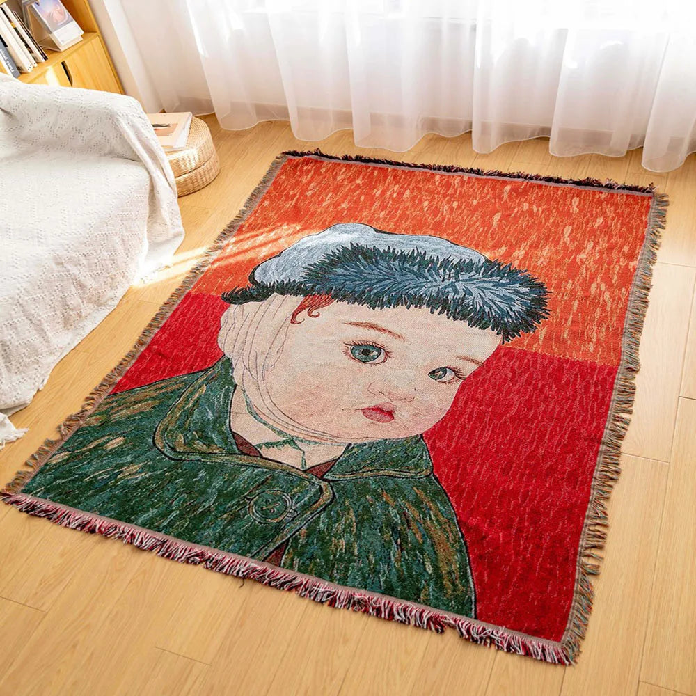 Tapestry Knit Sofa Blanket