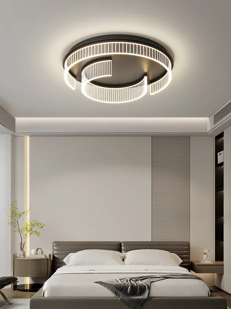 DecorBites™ LED Black Chandelier Acrylic Ceiling Lamp: Modern Luxur Lighting for Home & Office