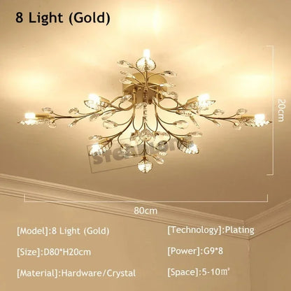 DecorBites™ Crystal Ceiling Chandelier LED Light Fixture for Living Room Bedroom Kitchen