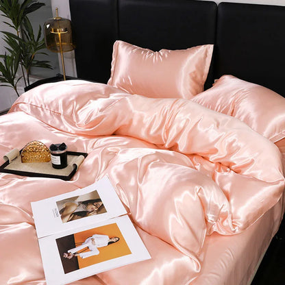DecorBites™ Ice Rayon Duvet Cover and Pillowcase Set: Smooth Comfort in Single & Double Sizes