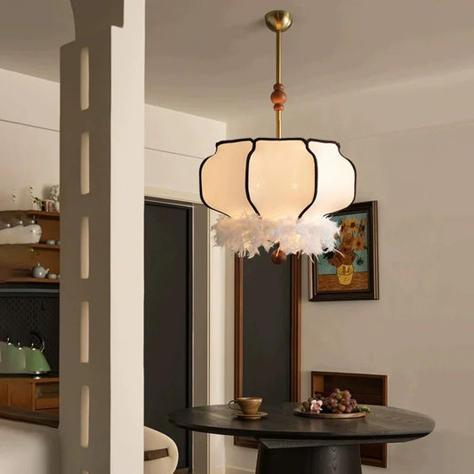 DecorBites™ French Vintage Fabric Chandelier Pendant Lamp - LED Hanging Light for Home and Restaurant